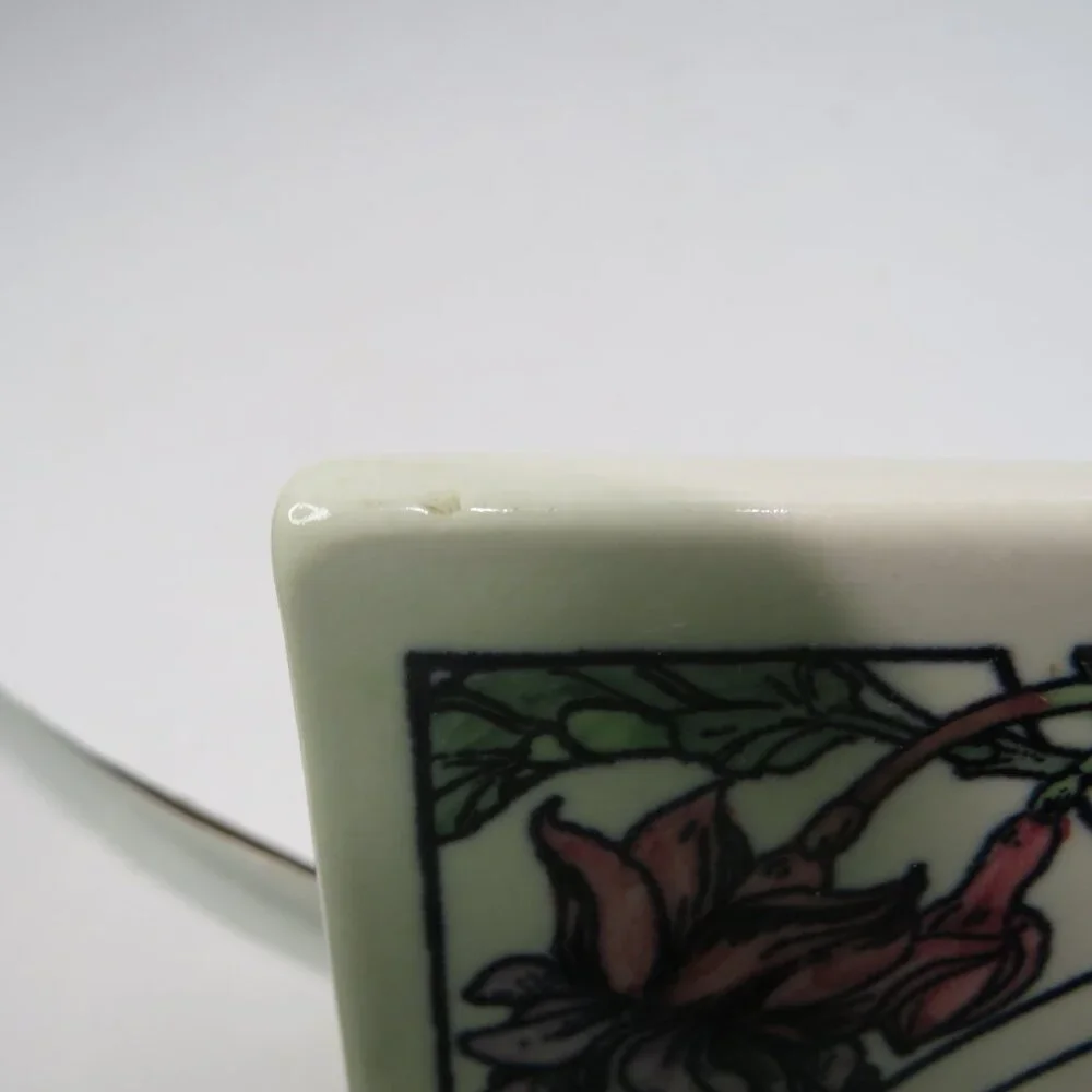 Hummingbird & Fuchsia Glazed Ceramic Tile Clock WORKS, Heavy
